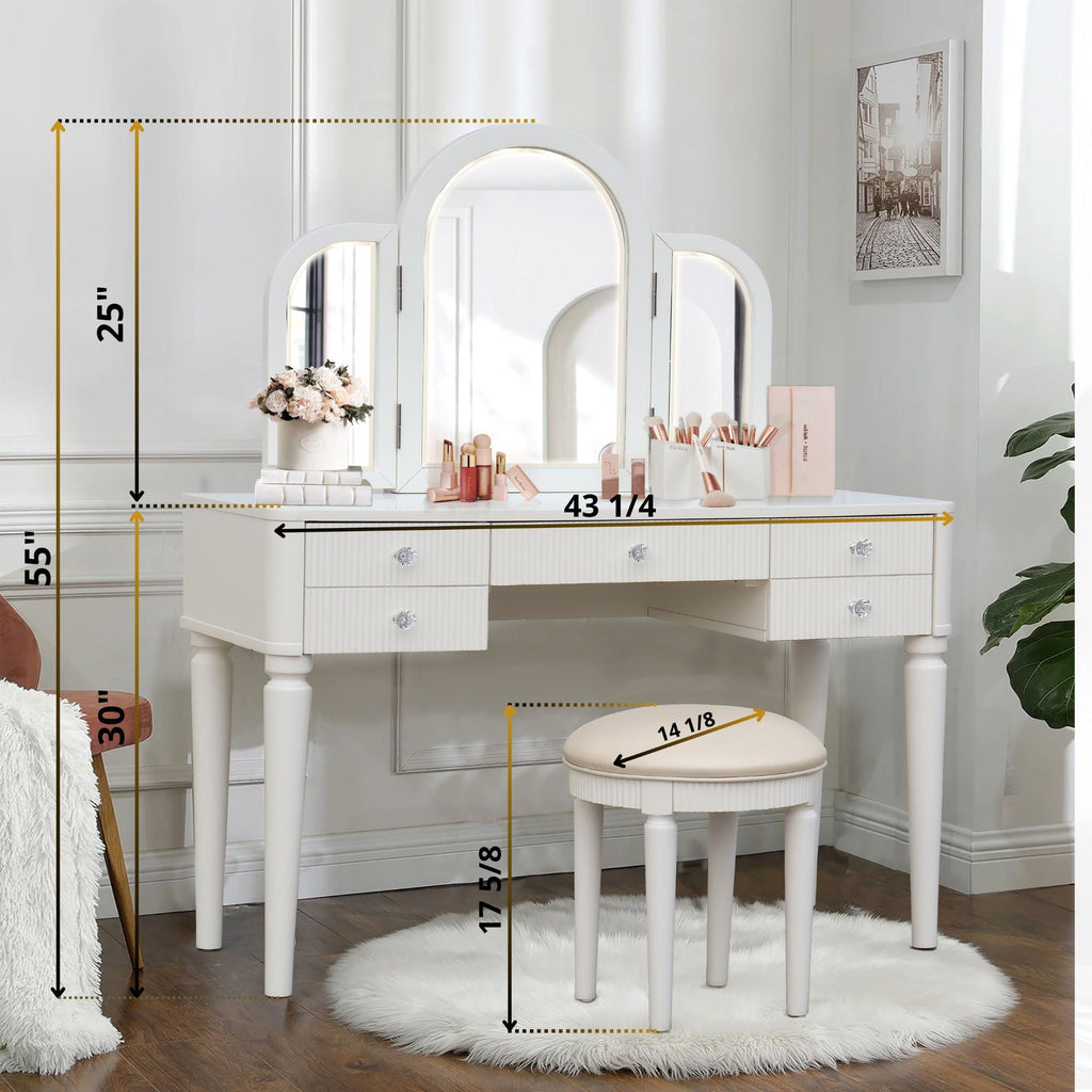 Makeup Vanity Table Set With Adjustable Lighting