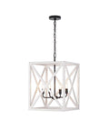 4-Light Distressed White Caged French Country Style Chandelier