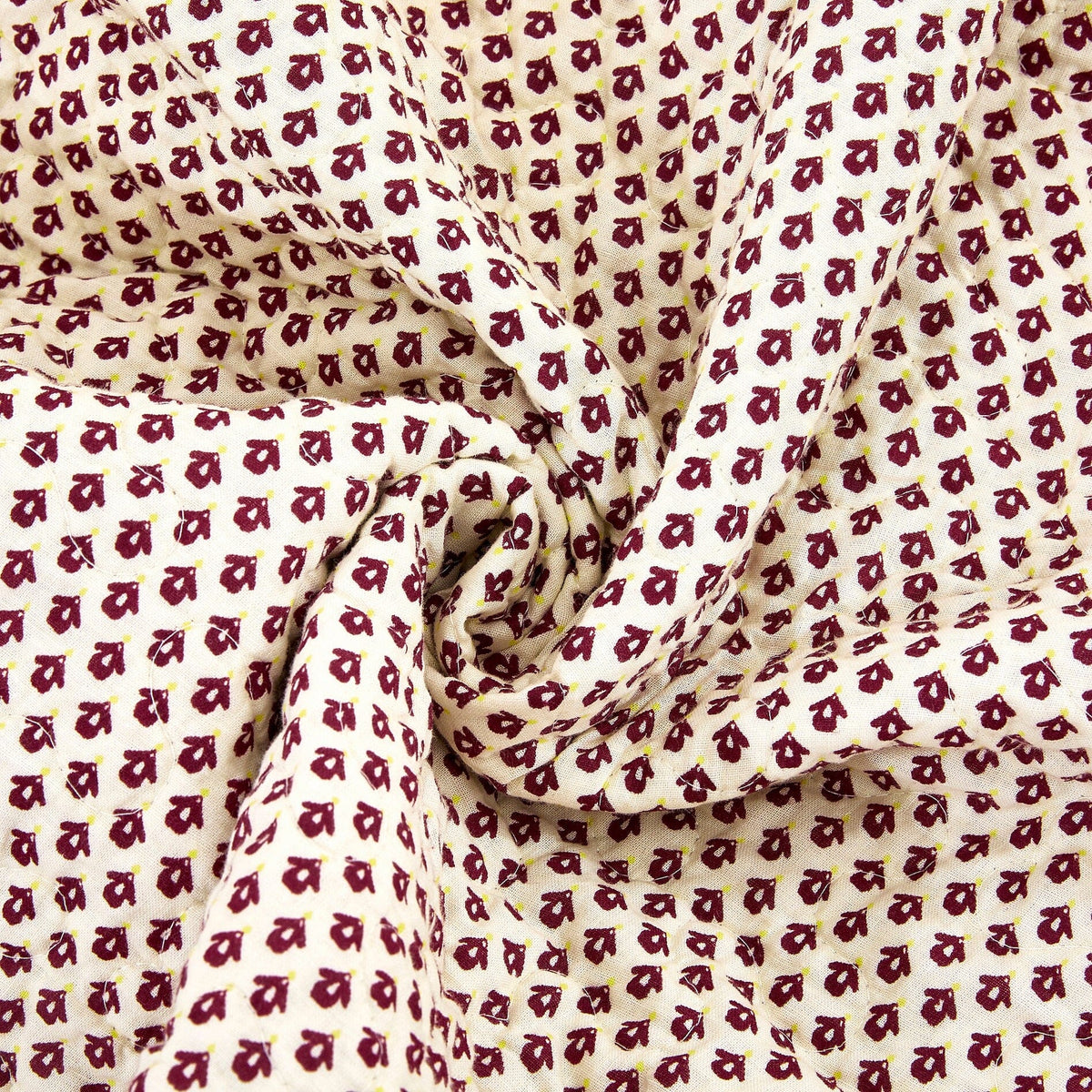 Burgundy Paisley Floral Cotton Patchwork Quilted Throw Blanket