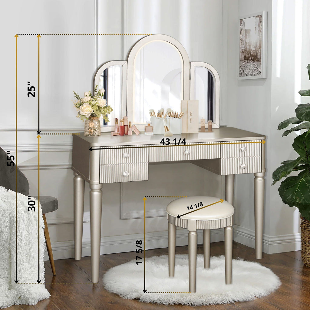 Makeup Vanity Table Set With Adjustable Lighting