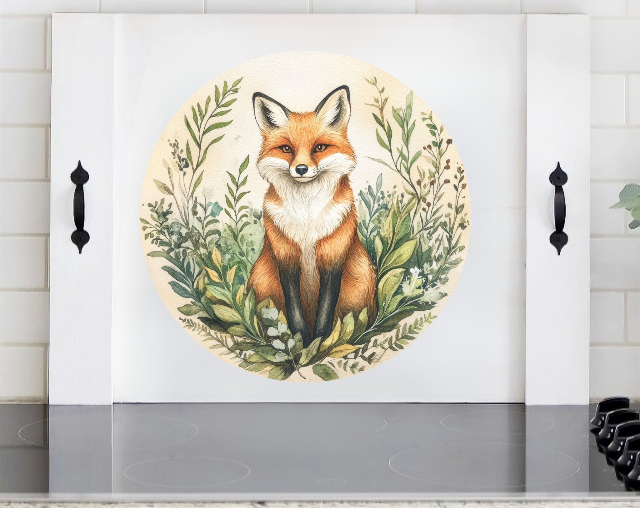 Fox Stove Cover | Woodland Wooden Noodle Board | Cottage Farmhouse Kitchen Decor