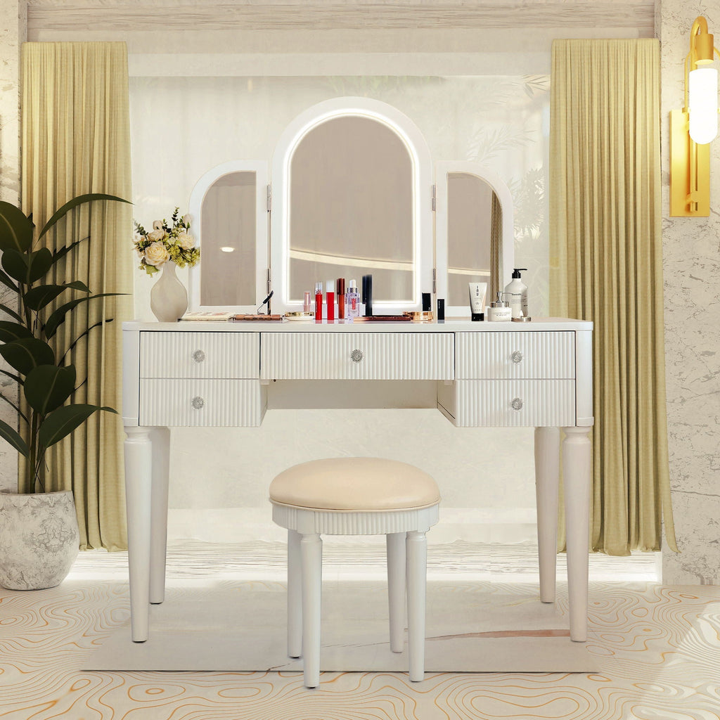 Makeup Vanity Table Set With Adjustable Lighting