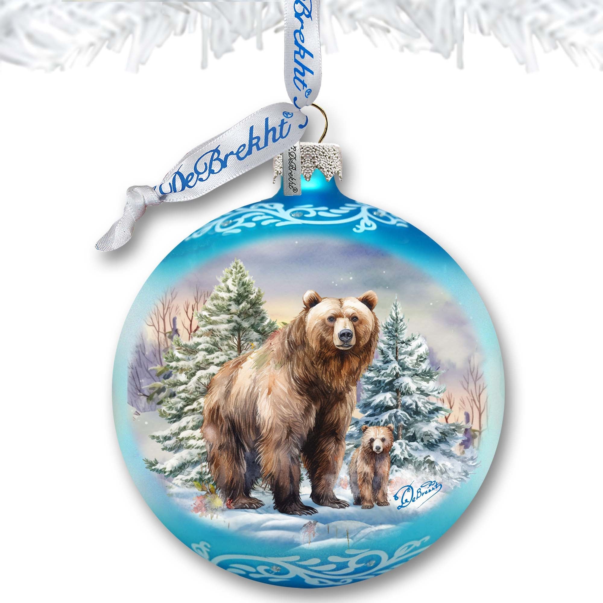 Grizzly Bears Ball Glass Ornament
