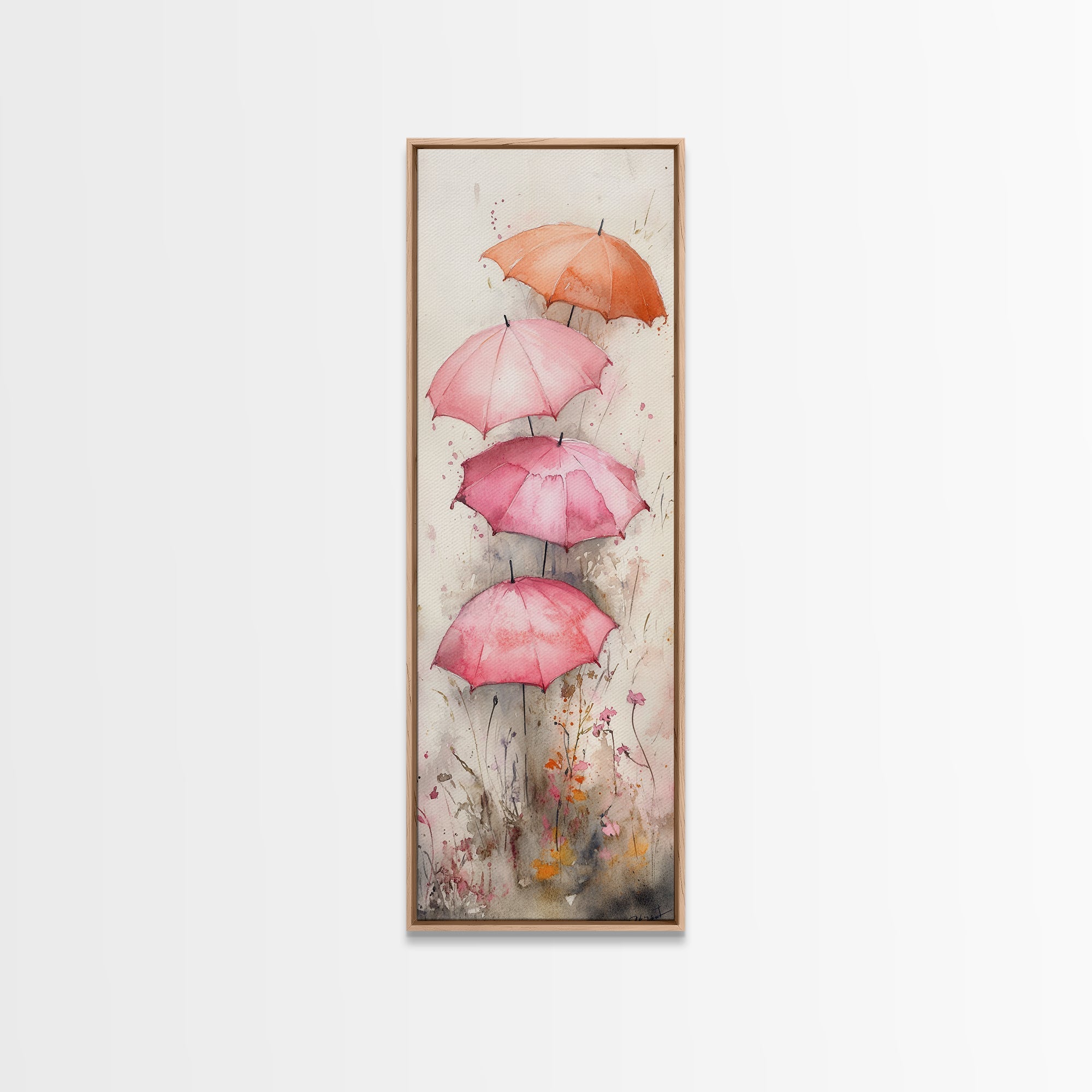 Floral Umbrella Canvas Print Wildflower Painting