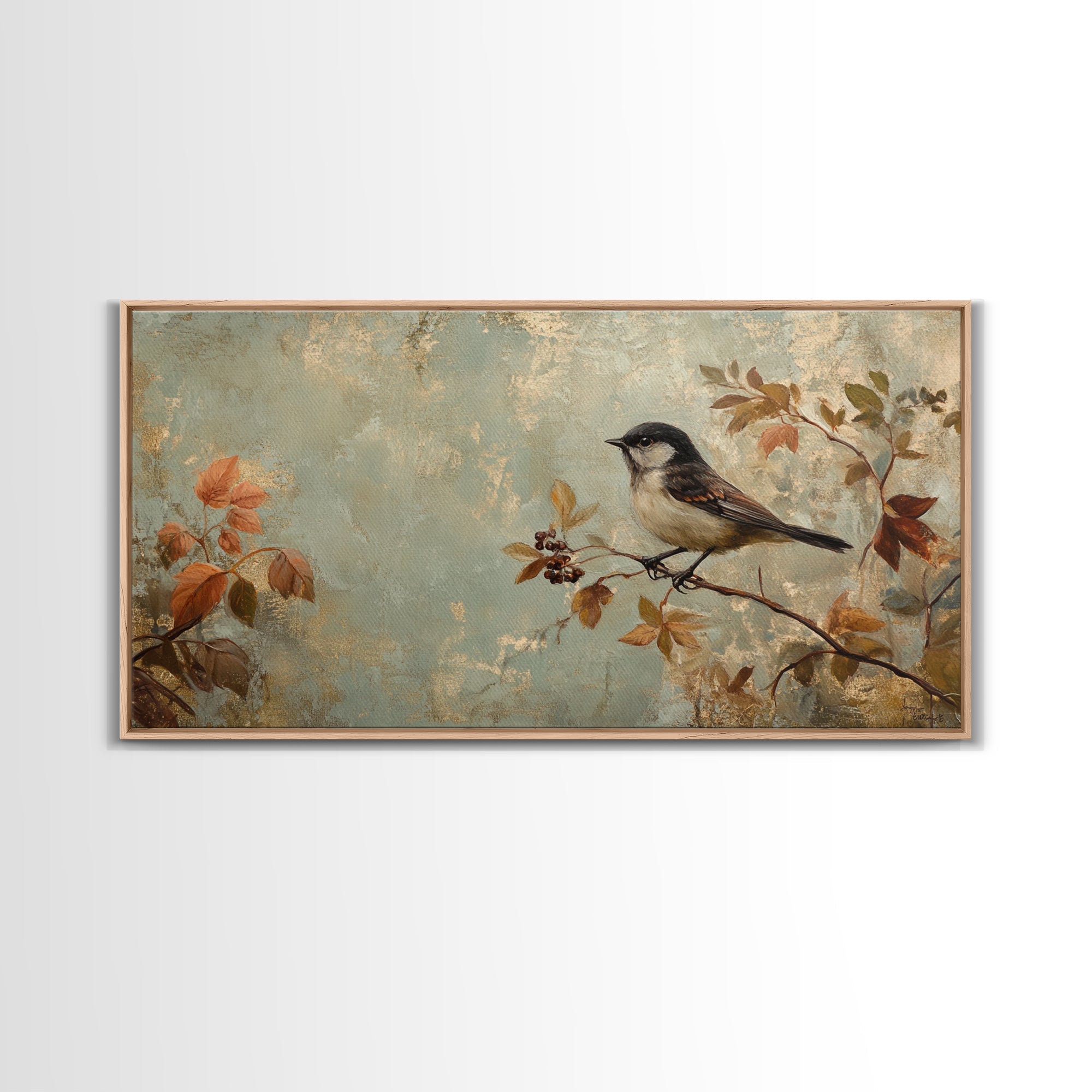 Bird On Branch Canvas Print