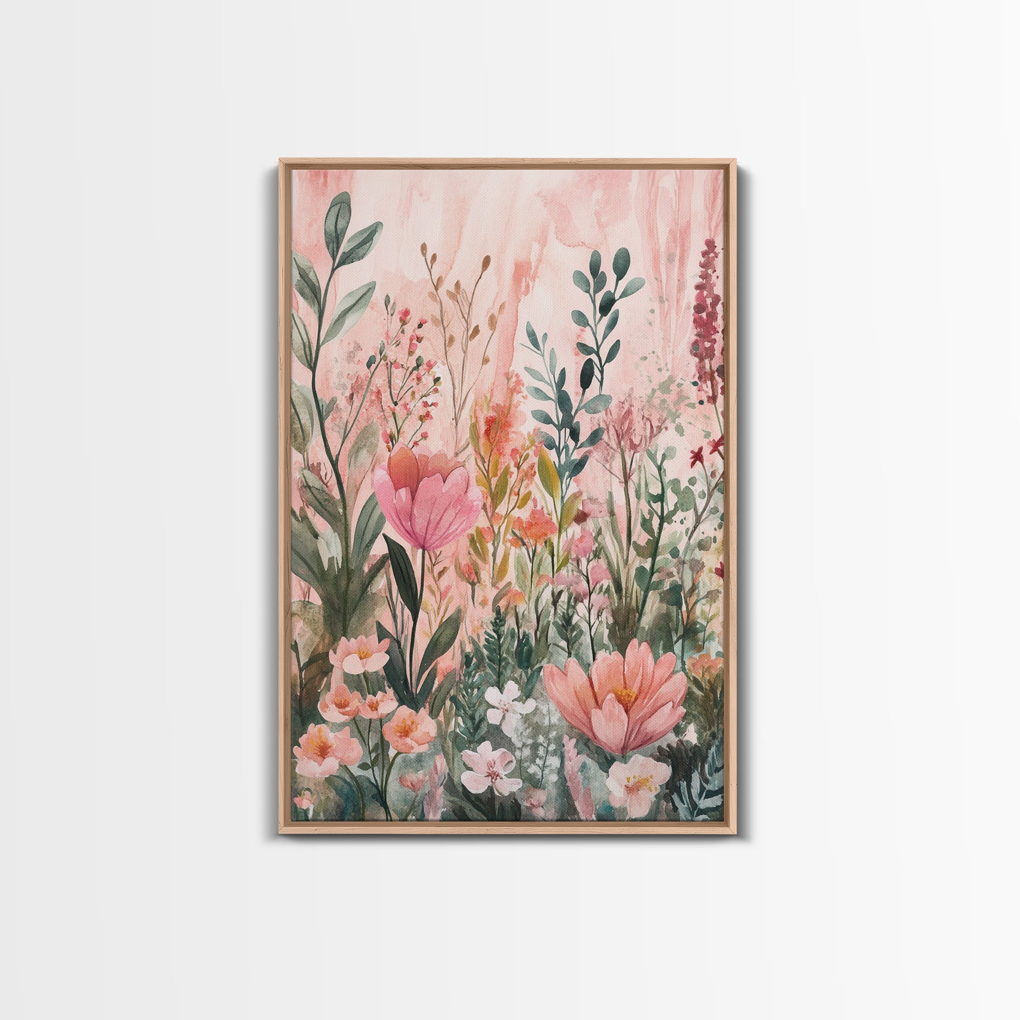 Botanical Garden Framed Canvas Print Wildflower Painting
