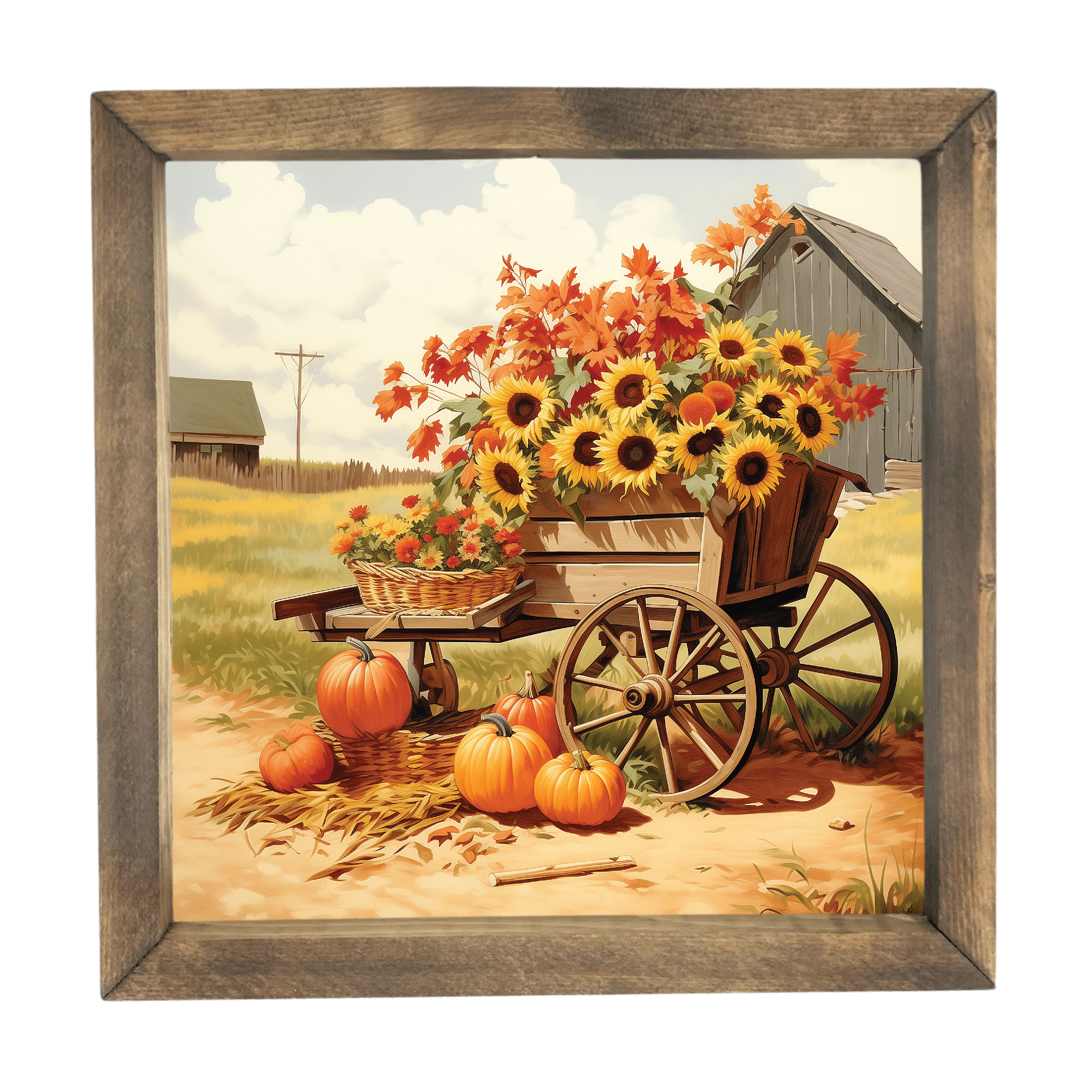 Fall Floral Cart Framed Art