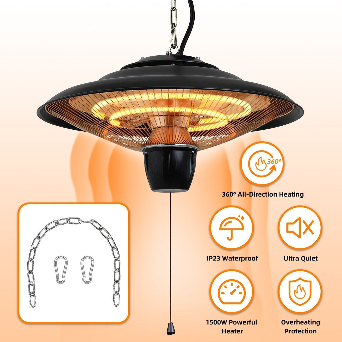 1500W Outdoor Hanging Patio Heater