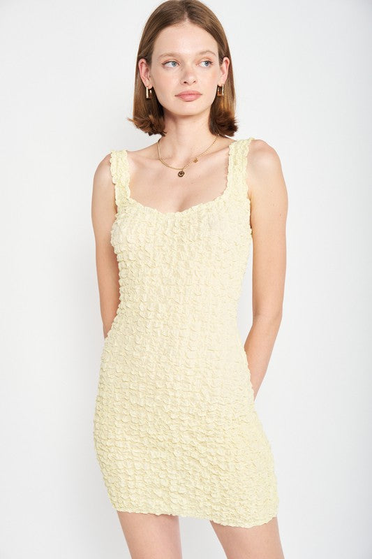 Smocked Cream Yellow Mini Dress
