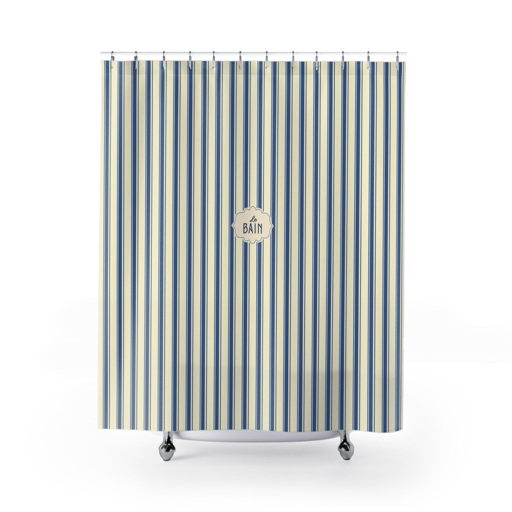 Striped French Blue Shower Curtain