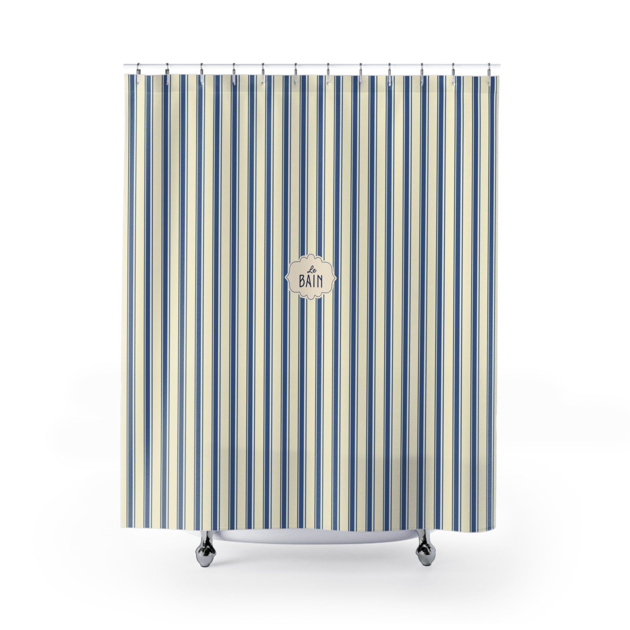 Striped French Blue Shower Curtain
