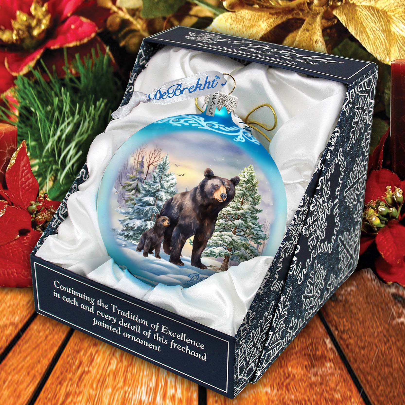 Black Bears Ball Glass Ornament