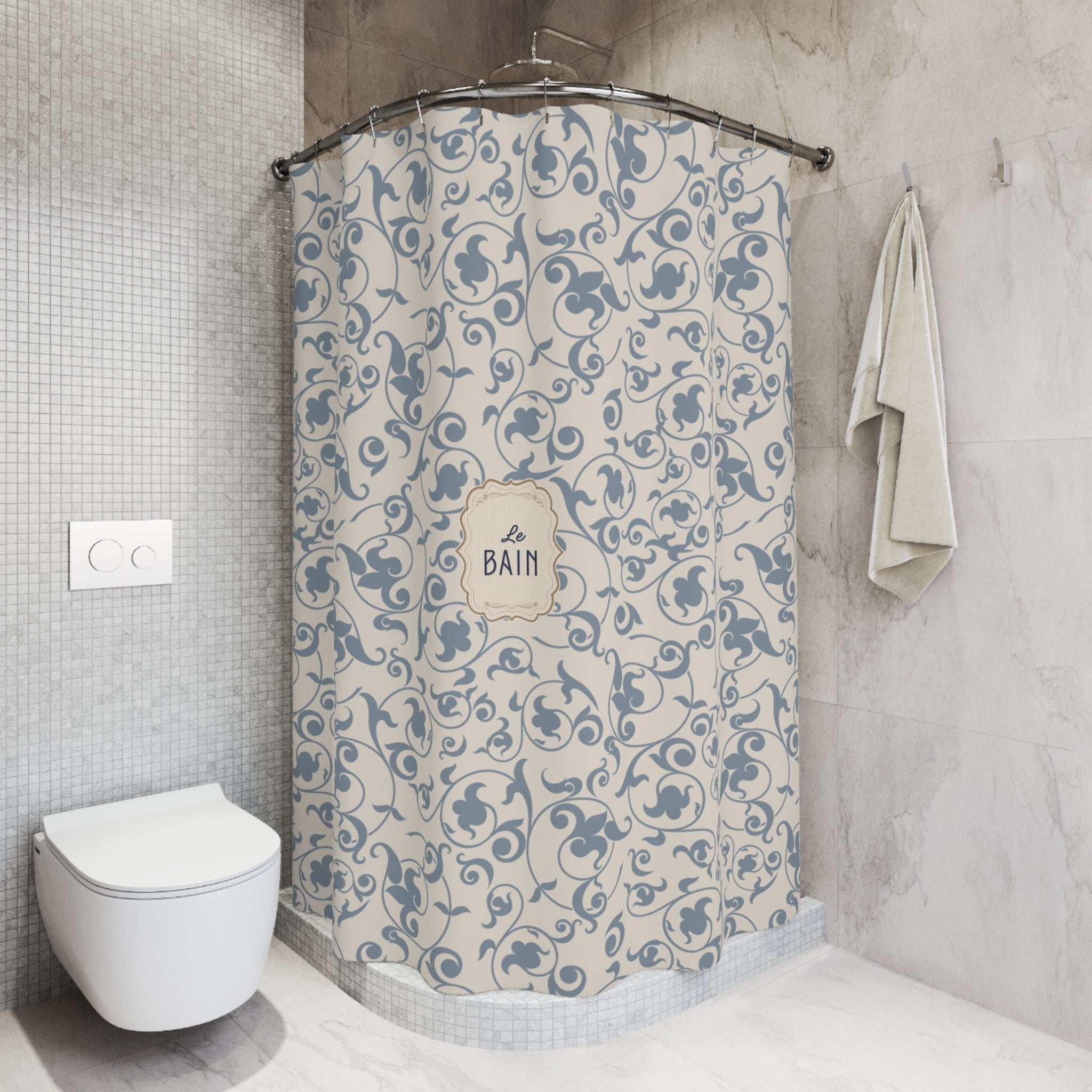 French 'Le Bain' Elegant Floral Shower Curtain