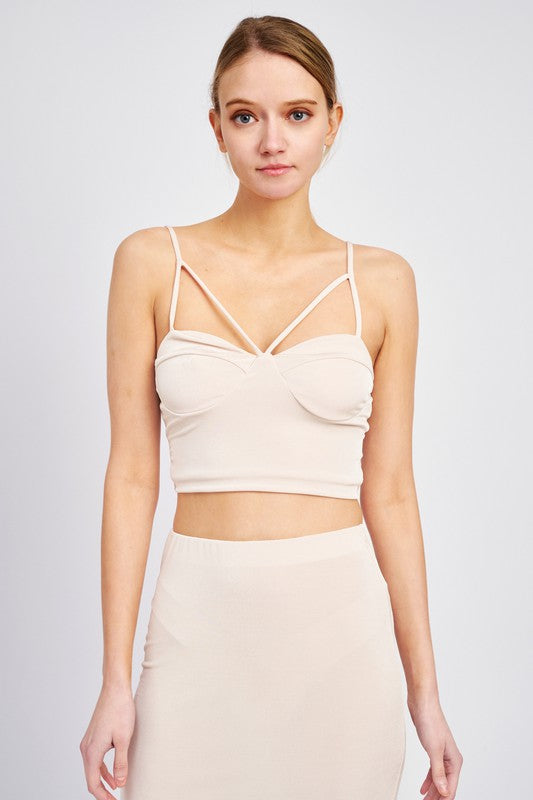 Cream Cropped Criss Cross Top