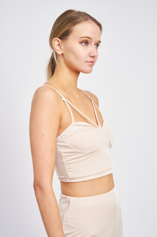 Cream Cropped Criss Cross Top