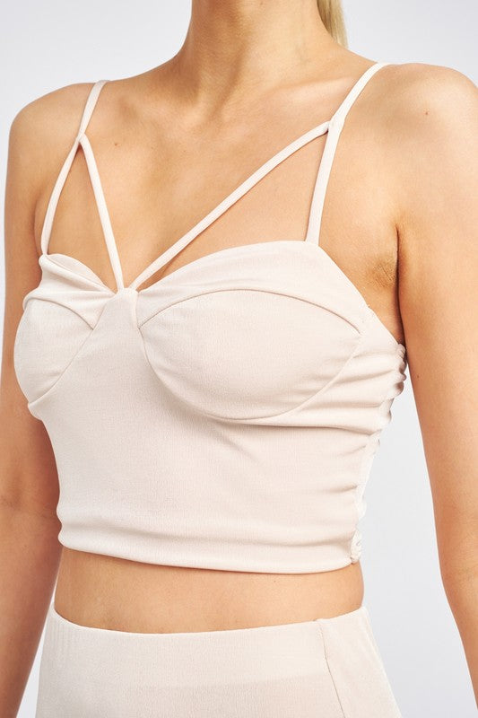 Cream Cropped Criss Cross Top