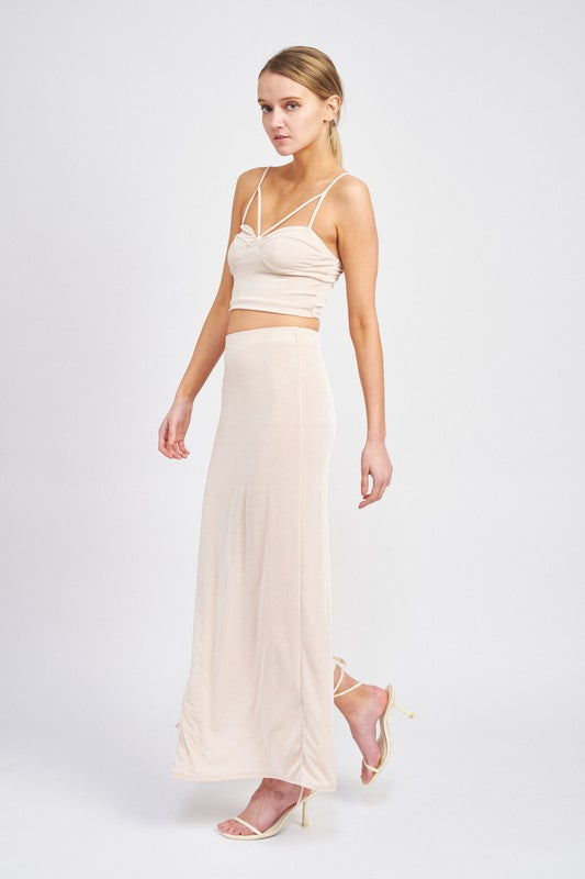 High Waisted Cream Maxi Skirt