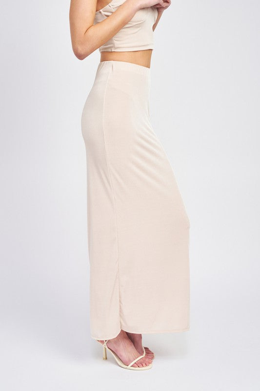 High Waisted Cream Maxi Skirt