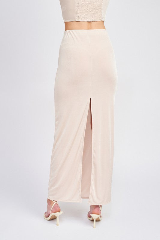 High Waisted Cream Maxi Skirt