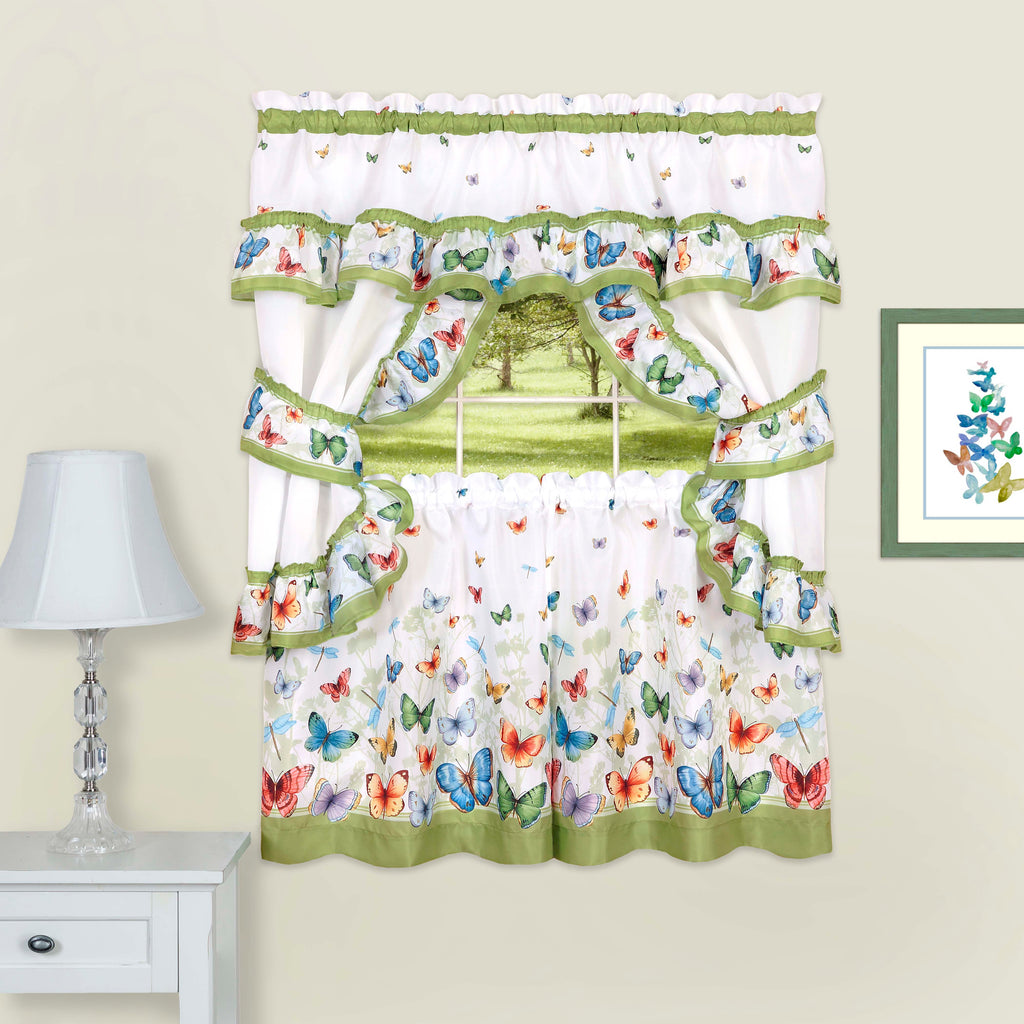 Cottage Window Curtain Set - Butterflies