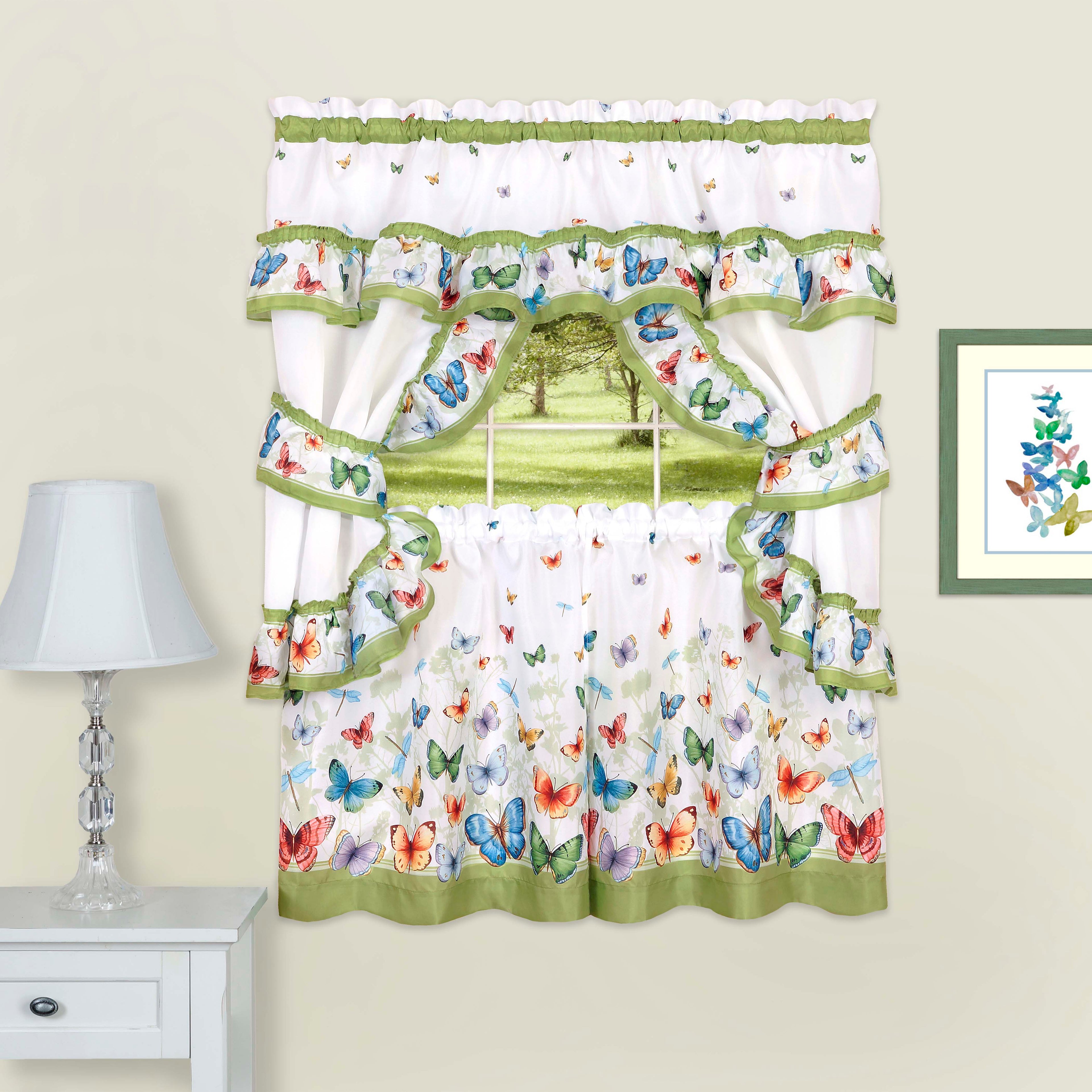 Cottage Window Curtain Set - Butterflies