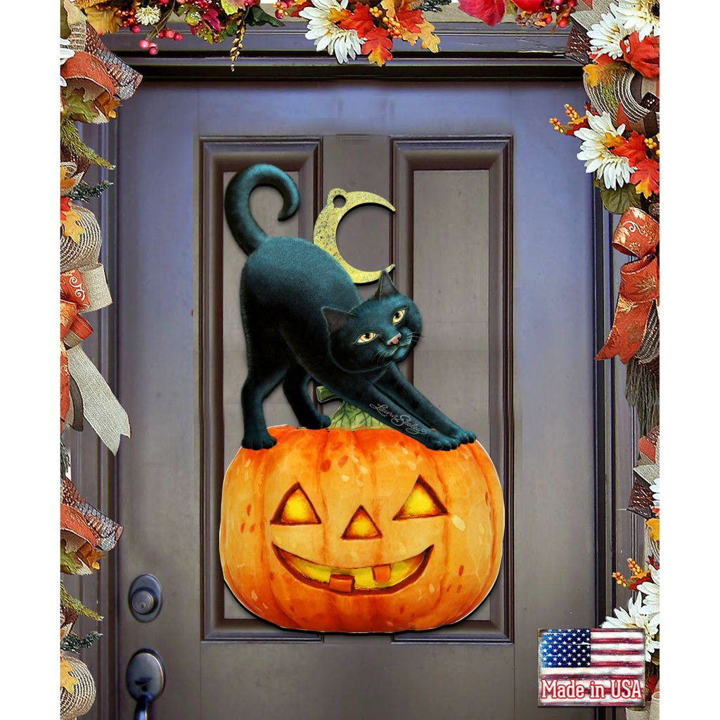 Spooky Halloween Cat Door Decor