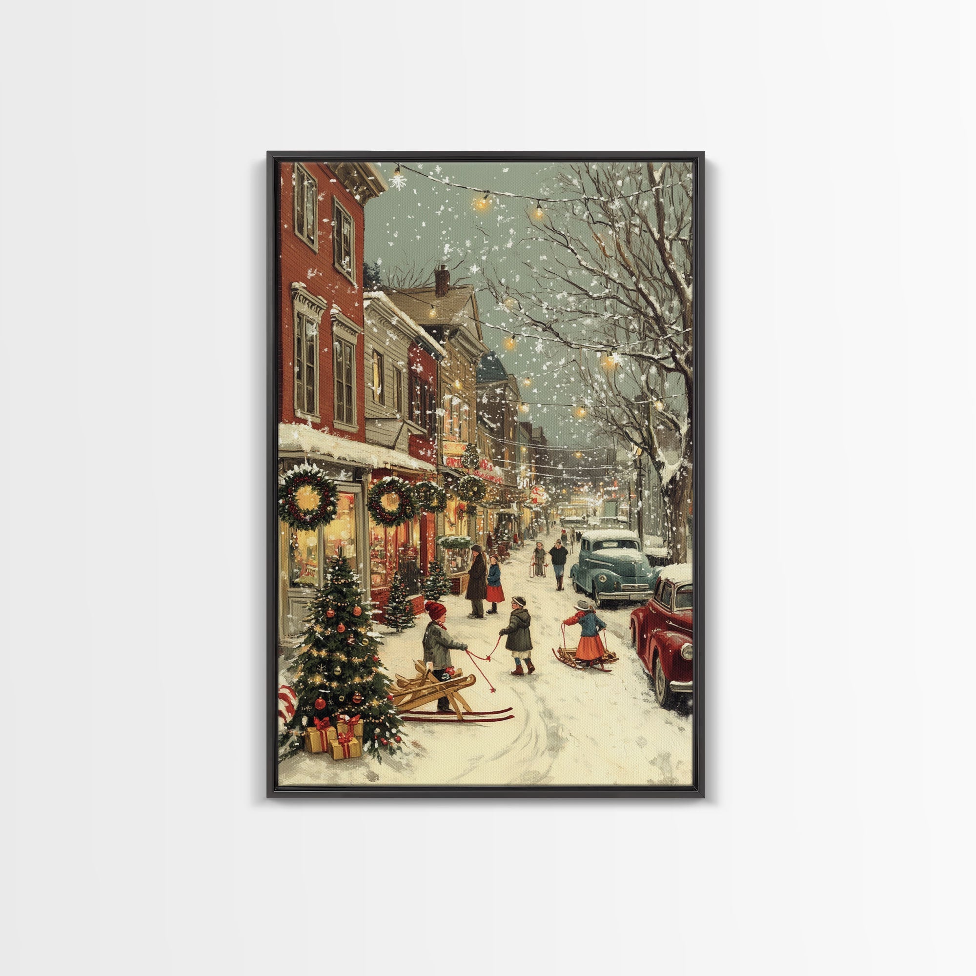 Vintage Christmas Town Scene