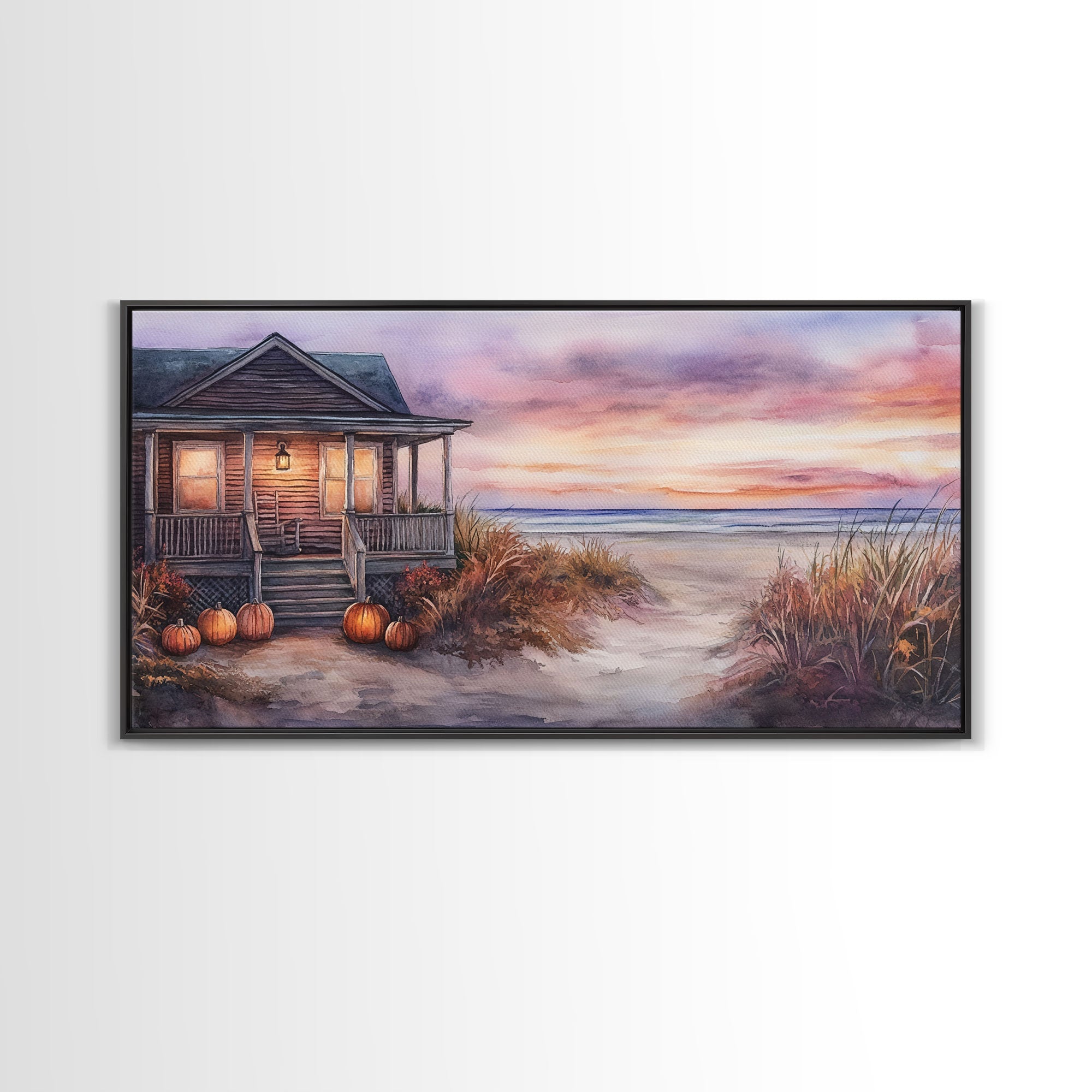 Rustic Beach Cottage Fall Scene