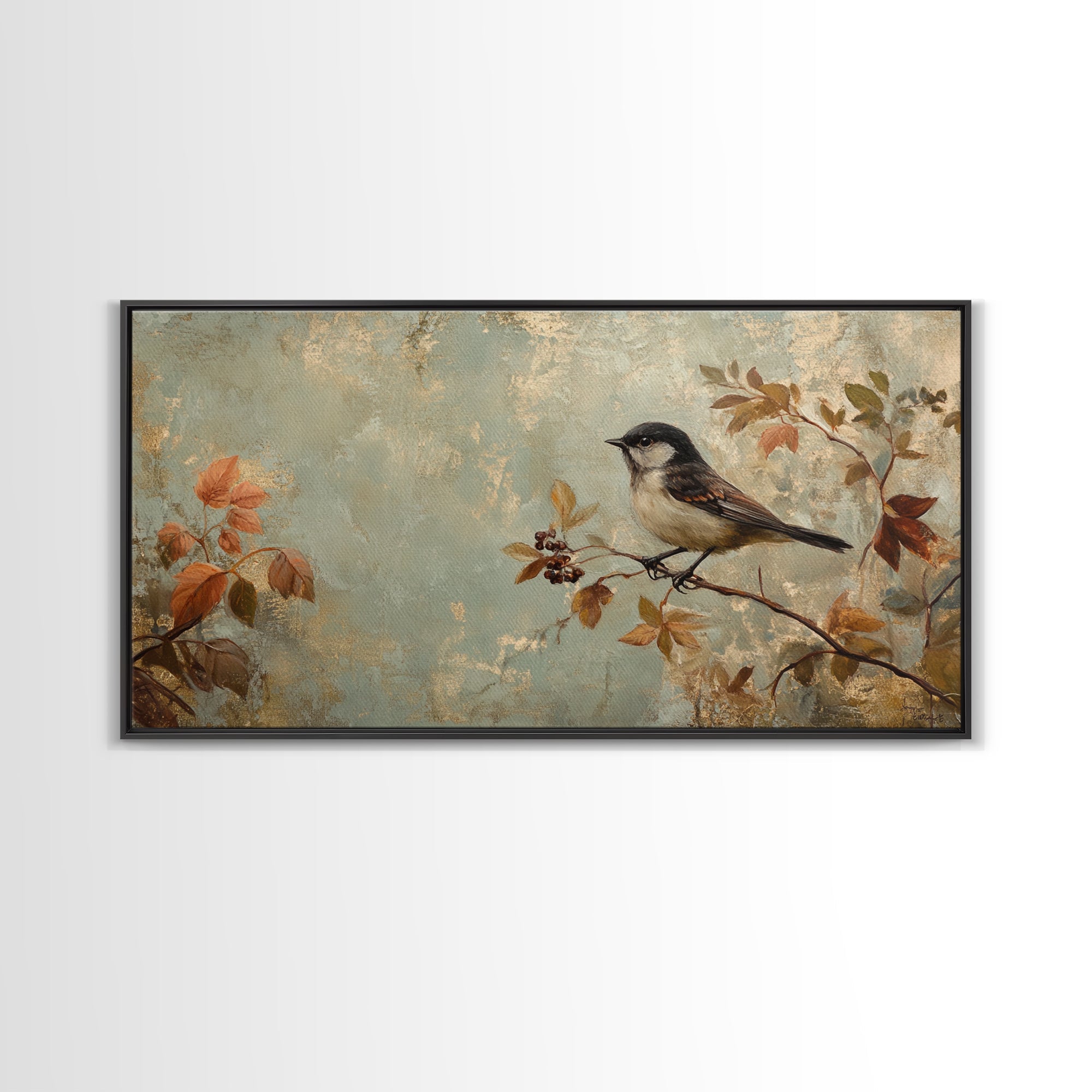 Bird On Branch Canvas Print