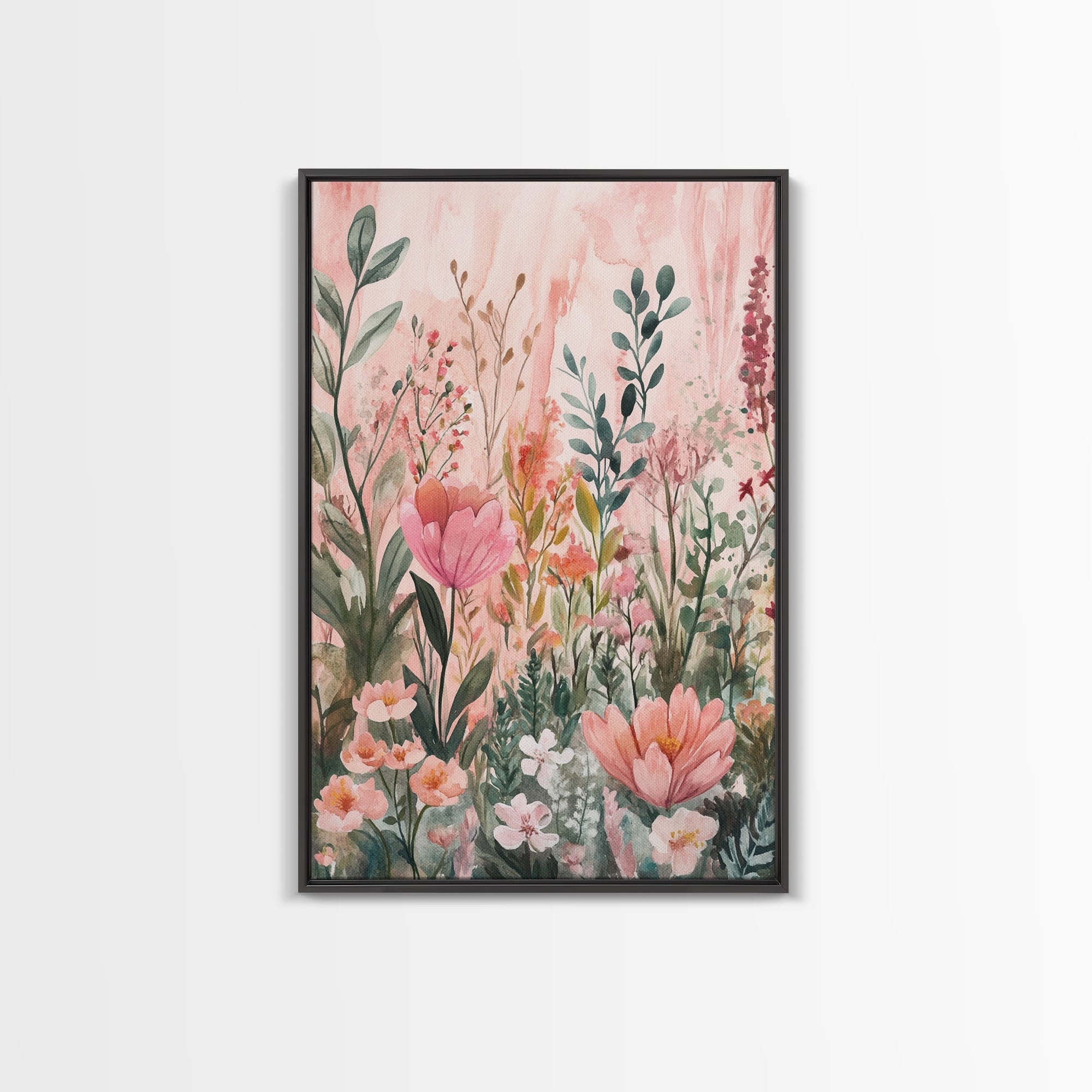 Botanical Garden Framed Canvas Print Wildflower Painting