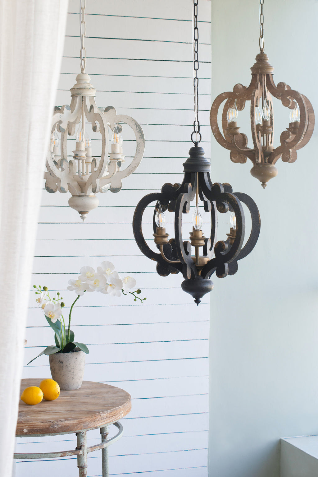 French Country Wood Chandelier - 6-Light