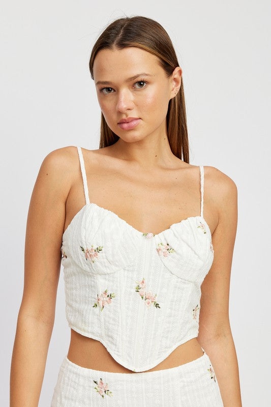 Hanky Hem Embroidered Corset Top