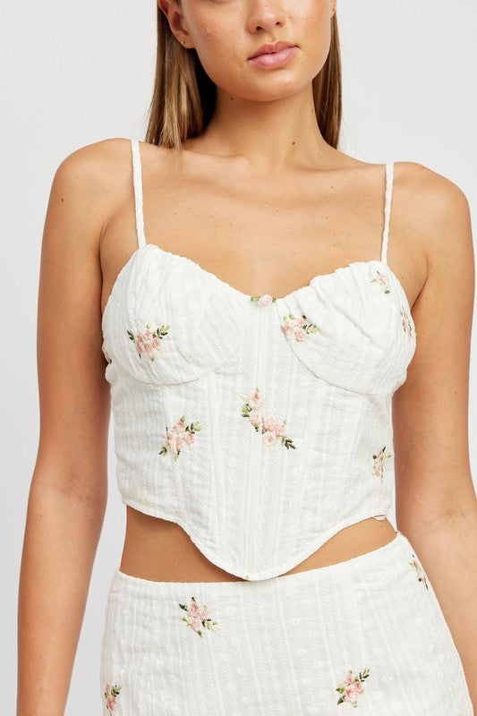 Hanky Hem Embroidered Corset Top