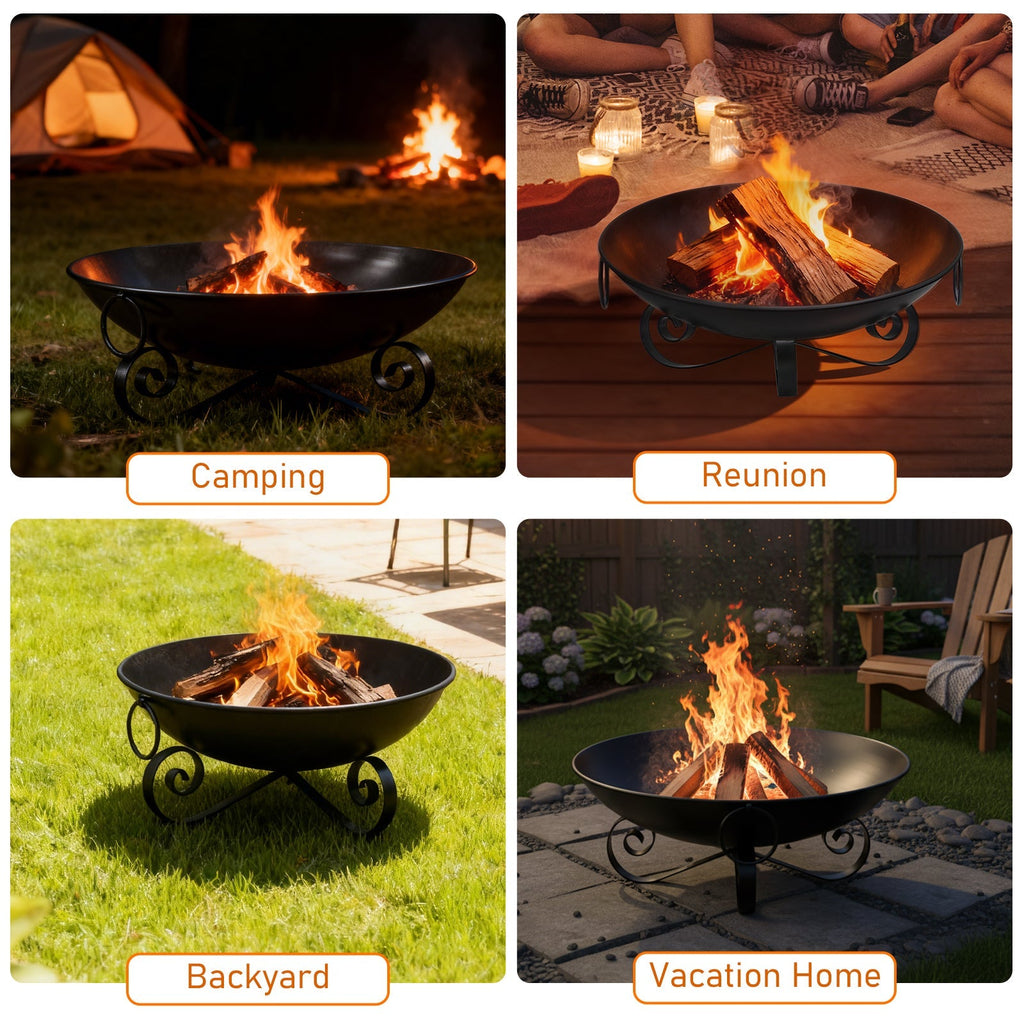 24 Inch Heavy-Duty Metal Fire Pit Bowl