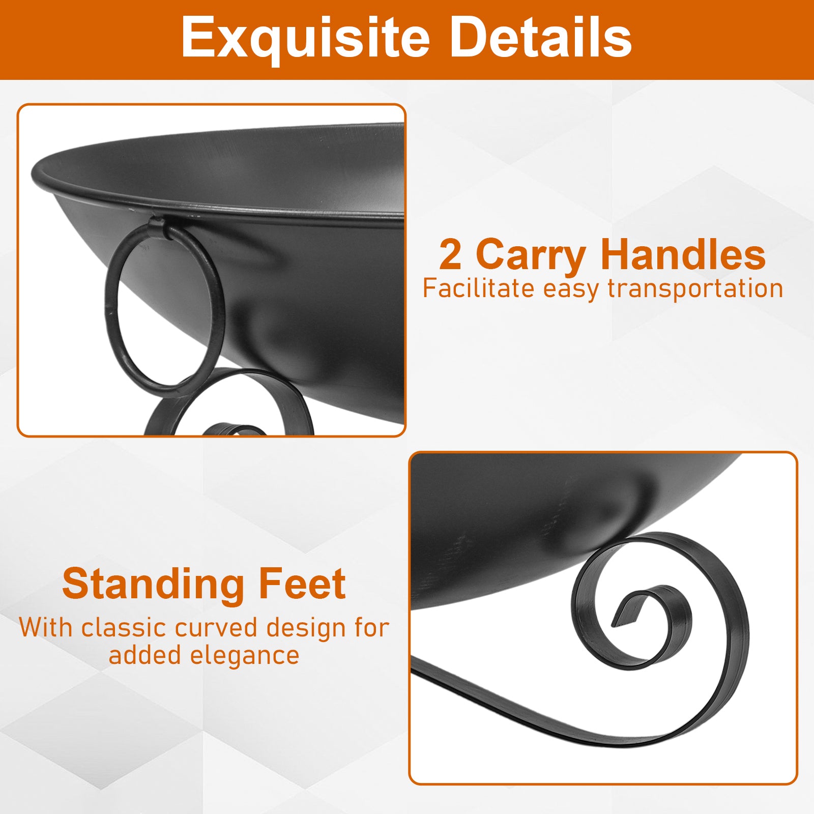 24 Inch Heavy-Duty Metal Fire Pit Bowl