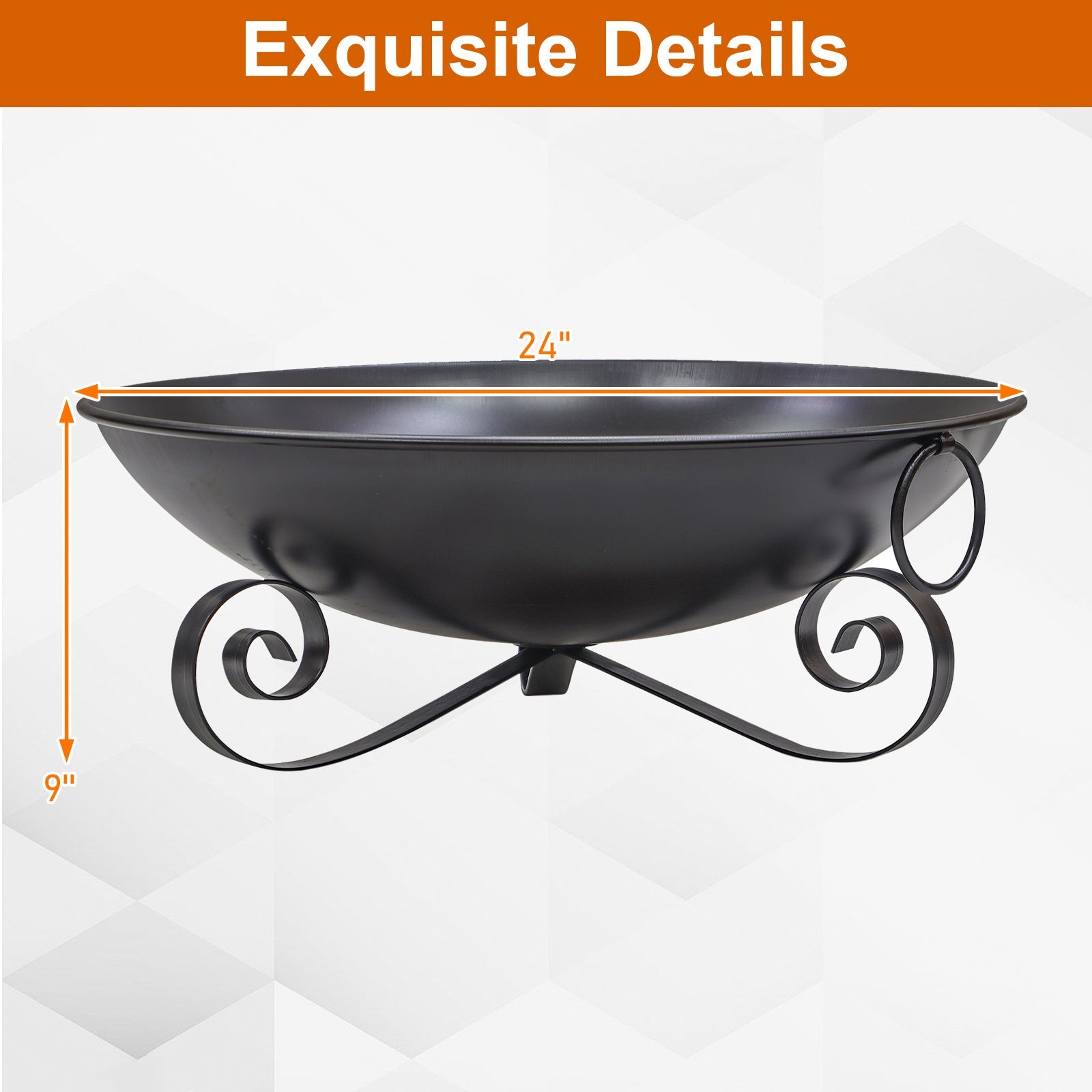 24 Inch Heavy-Duty Metal Fire Pit Bowl