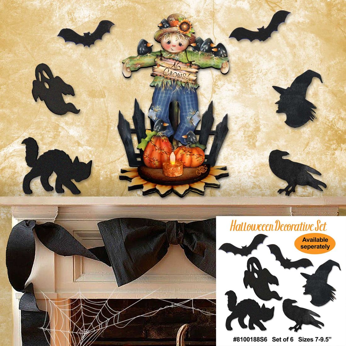 No Crows Scarecrow Halloween Door Decor