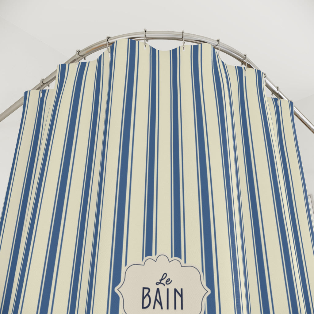 Striped French Blue Shower Curtain