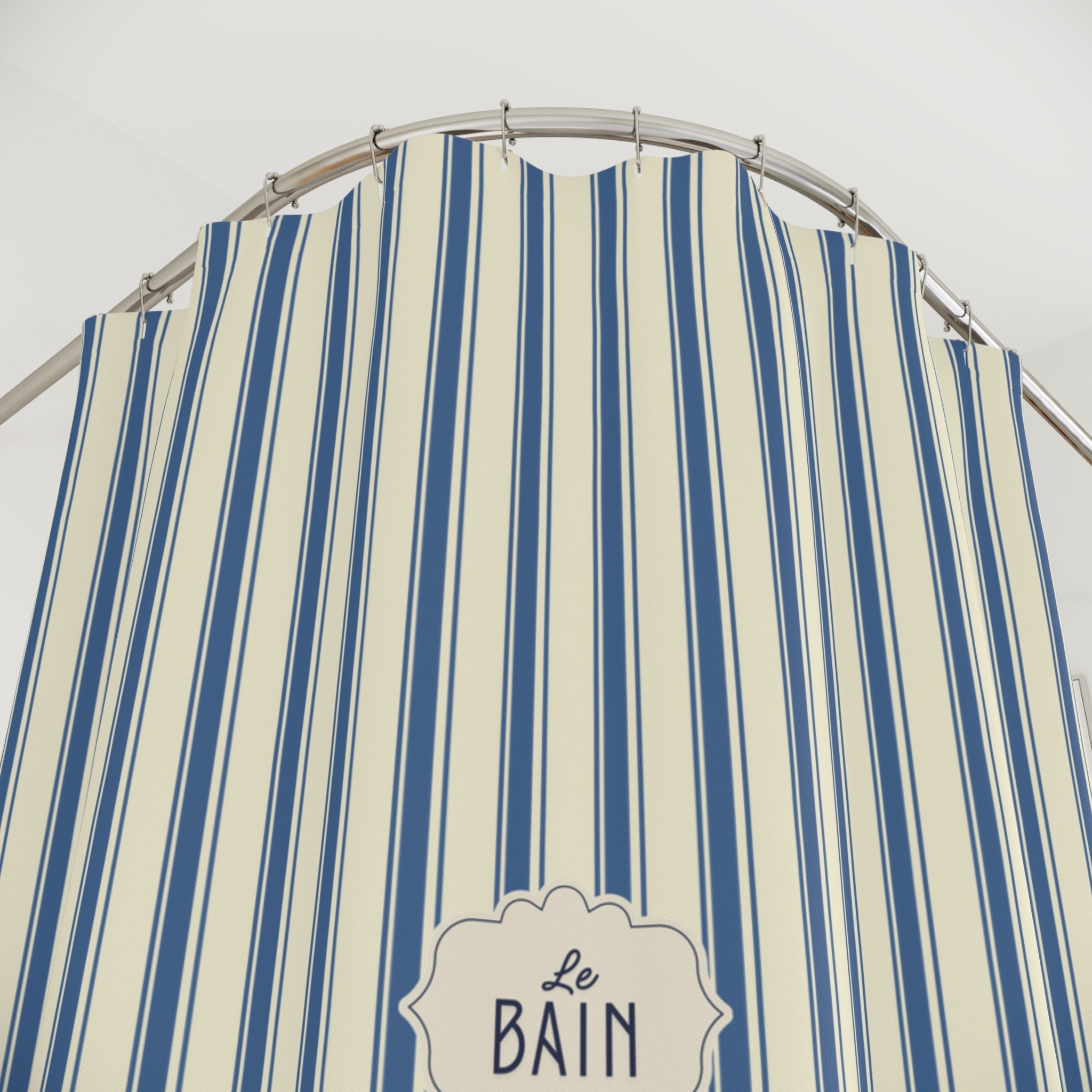 Striped French Blue Shower Curtain
