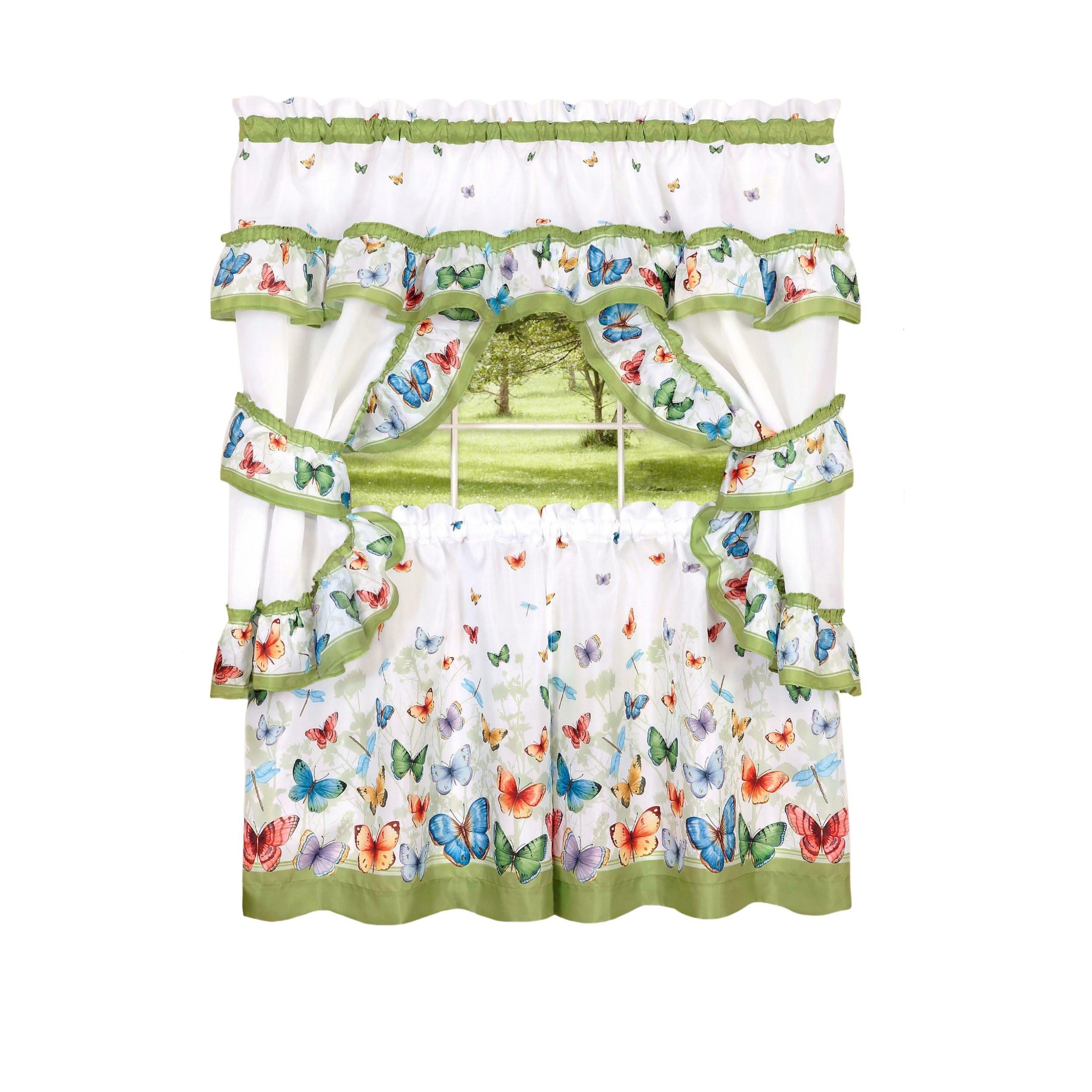 Cottage Window Curtain Set - Butterflies
