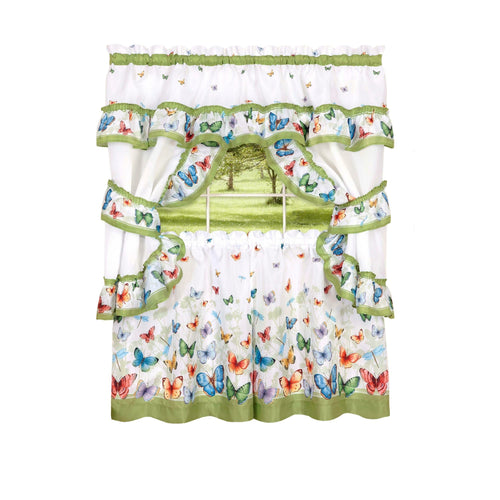 Cottage Window Curtain Set - Butterflies