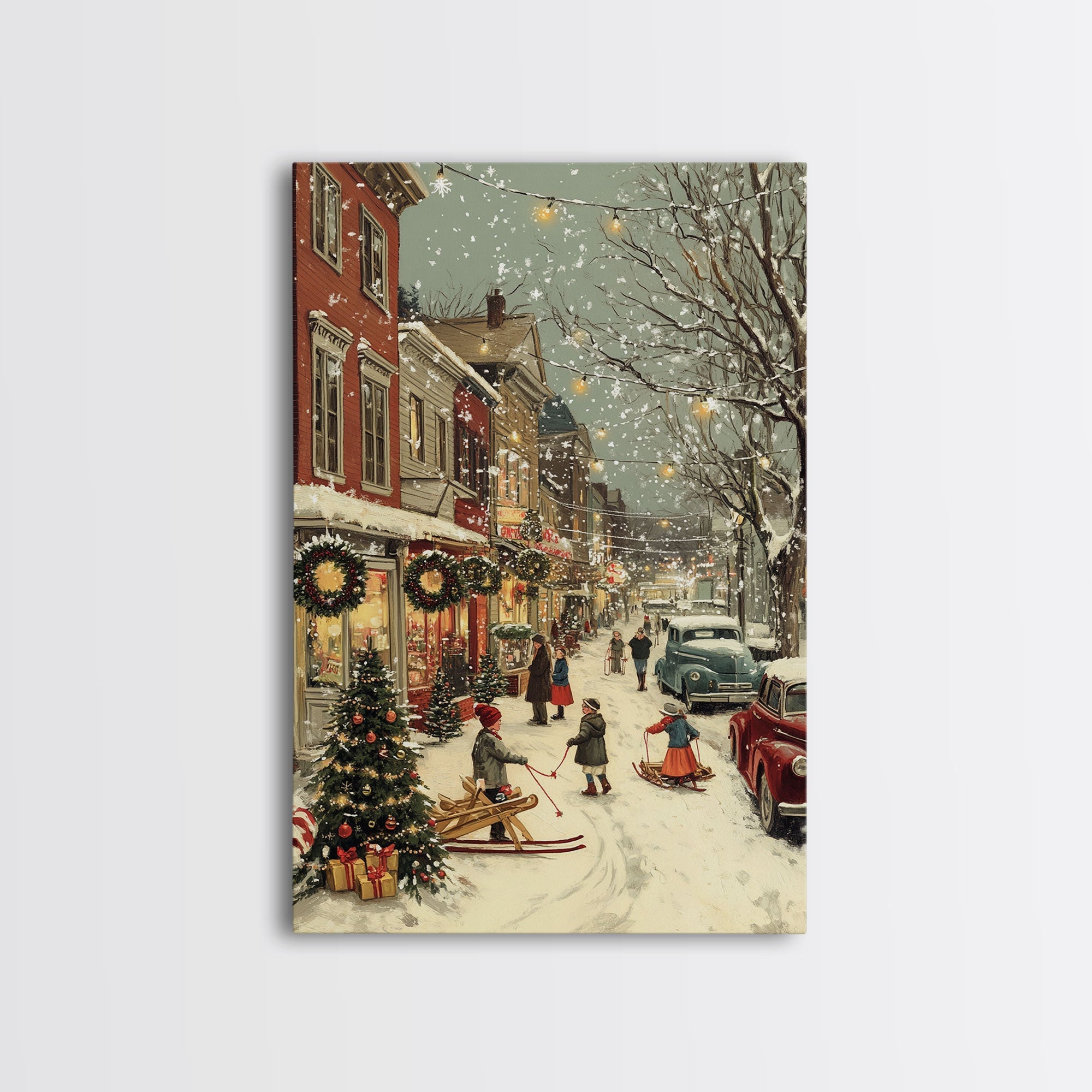 Vintage Christmas Town Scene