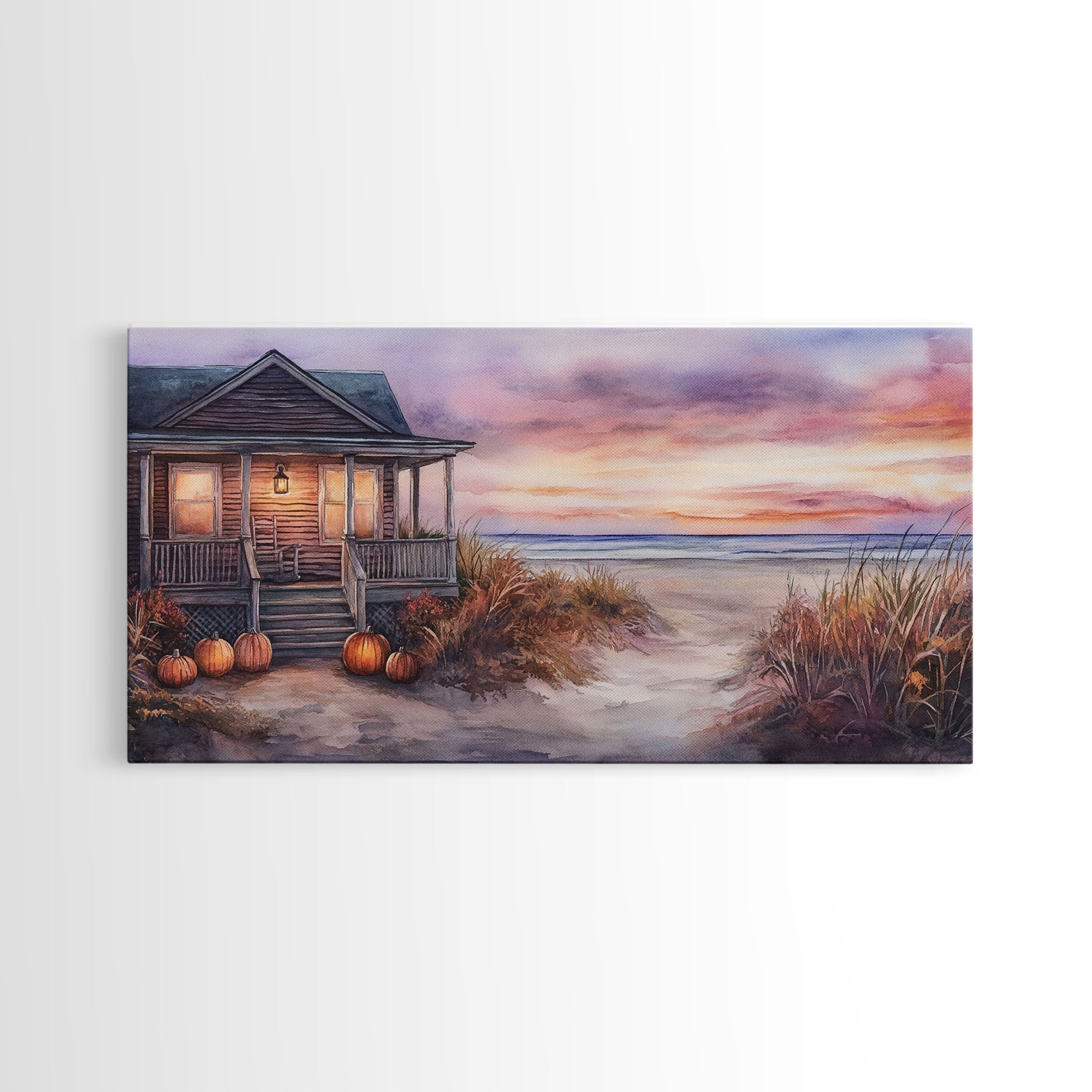 Rustic Beach Cottage Fall Scene