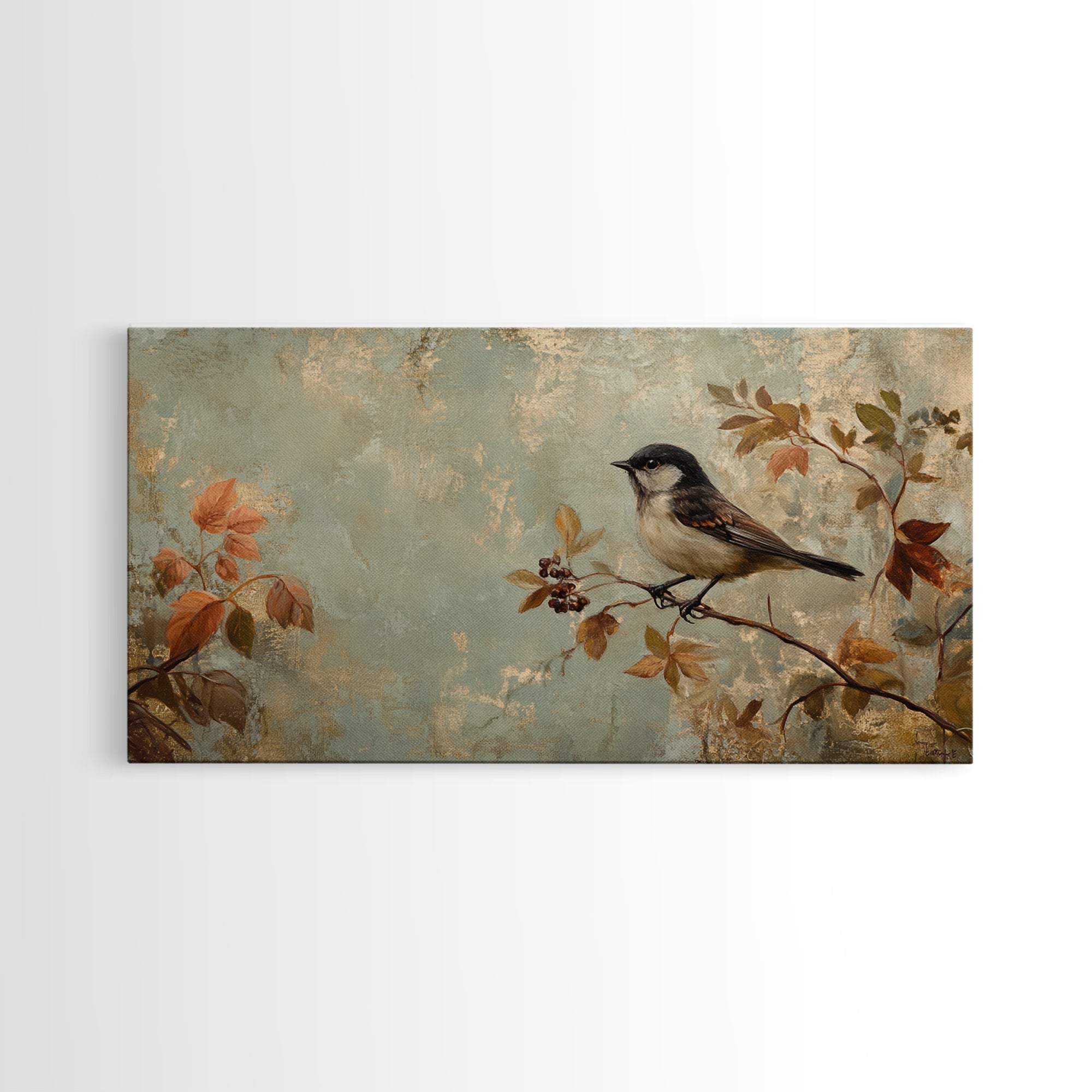 Bird On Branch Canvas Print