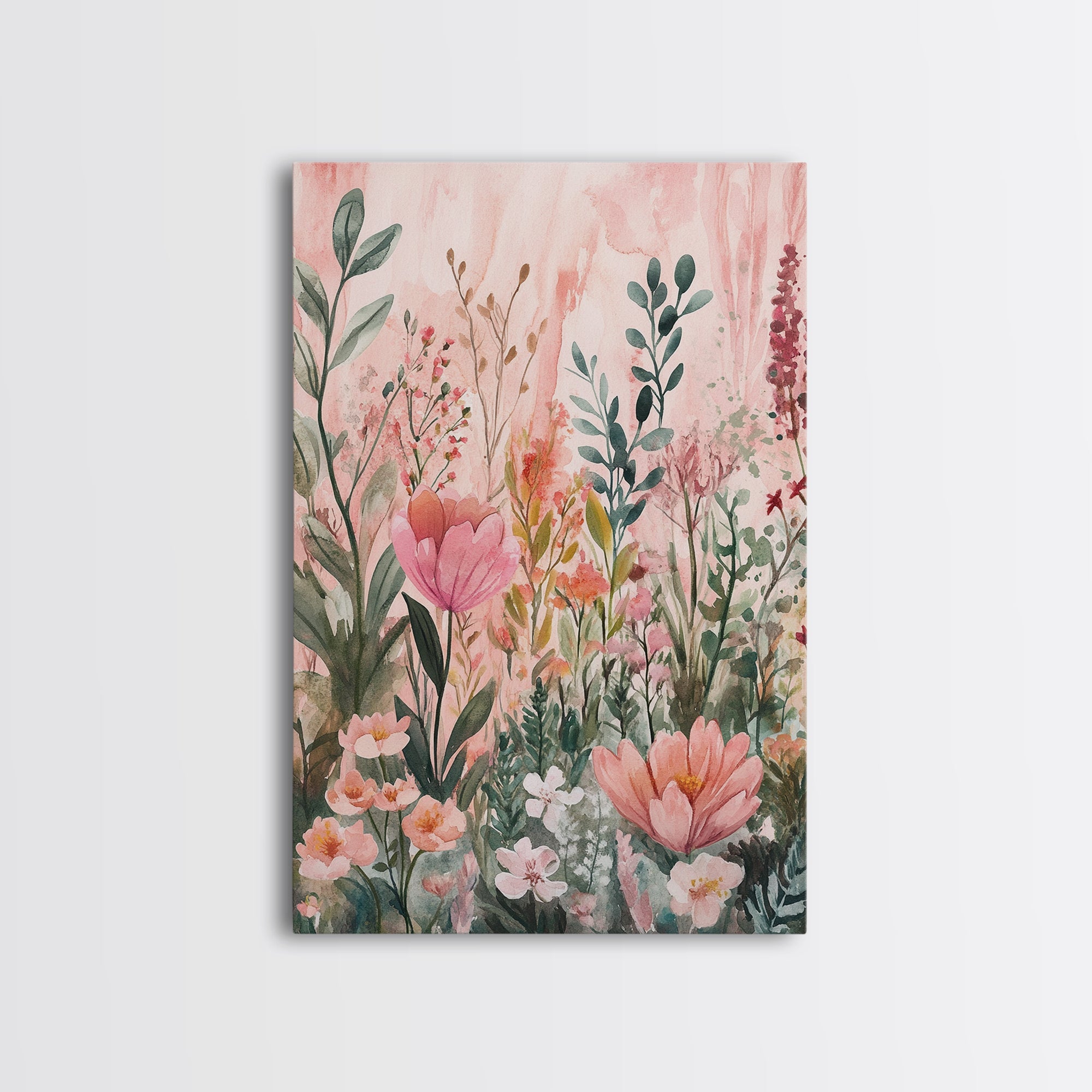 Botanical Garden Framed Canvas Print Wildflower Painting