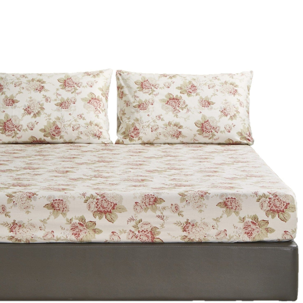 Hint of Mint Floral Cotton Fitted Sheet Set