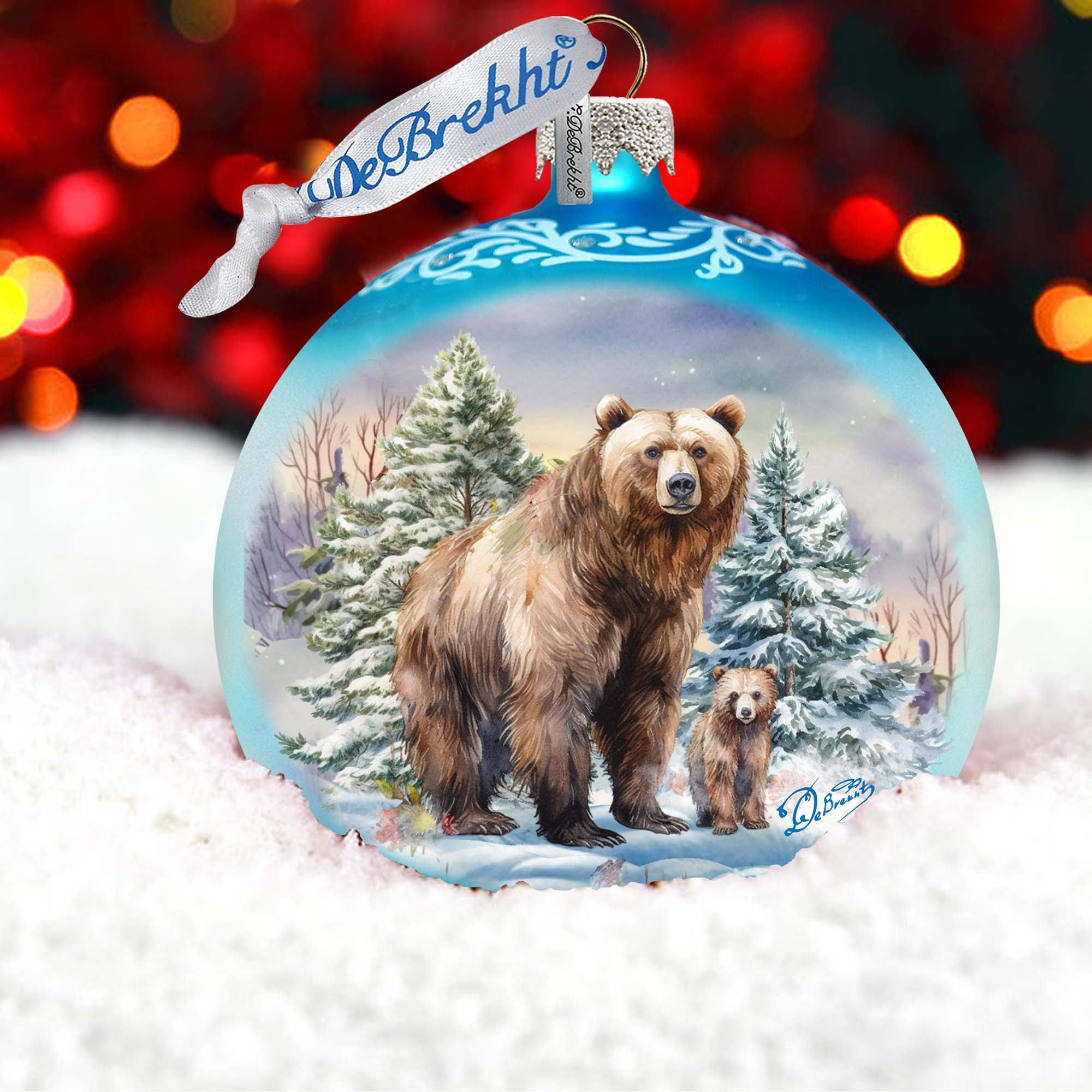 Grizzly Bears Ball Glass Ornament