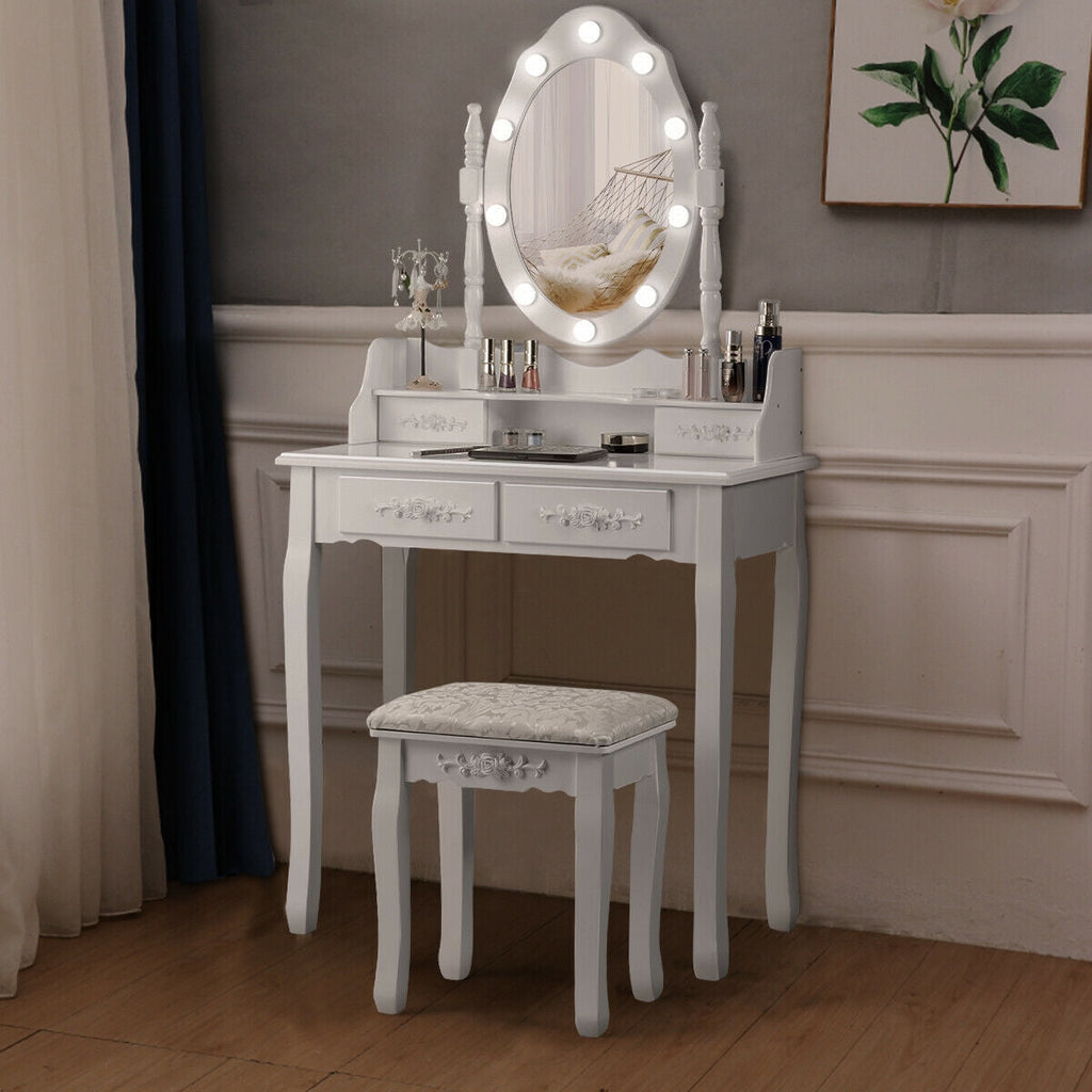 Vanity Dressing Table Set With Dimmable Bulbs