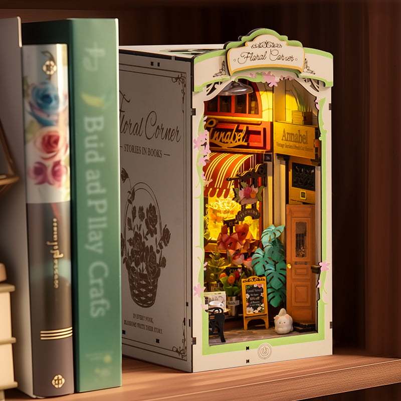 Floral Corner DIY Book Nook Shelf Insert