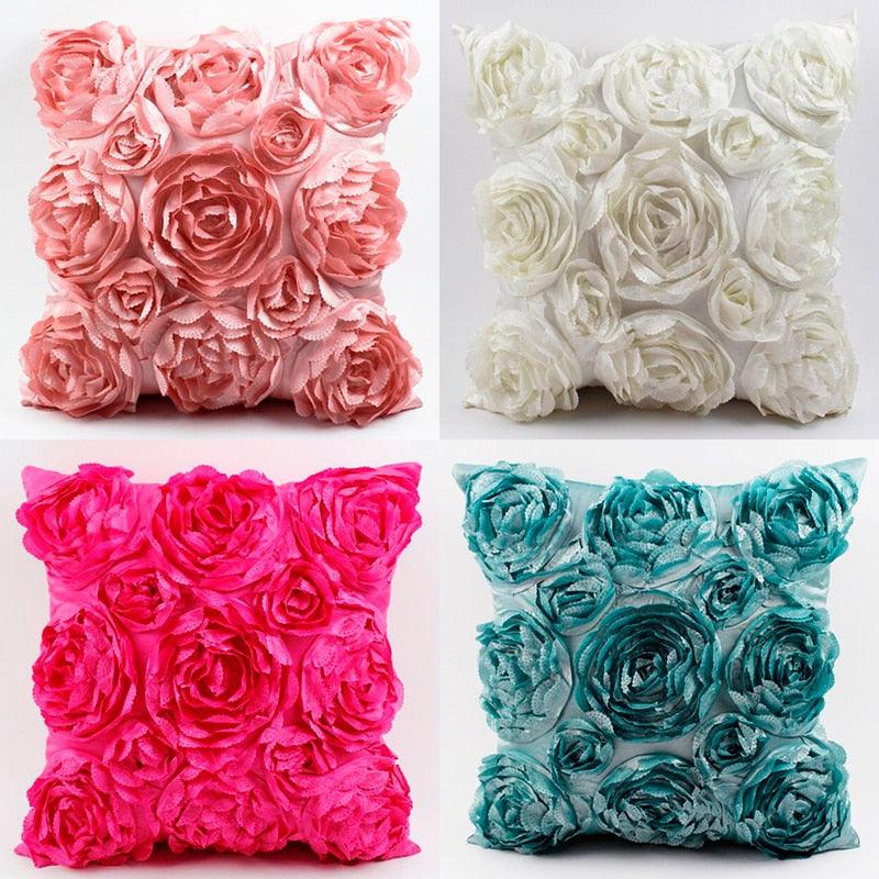 3D Roses Style Embroidered Pillowcase